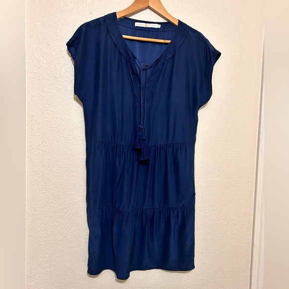 Marie Oliver Blue Tiered Tie Front Sheath Dress - Picture 1 of 6